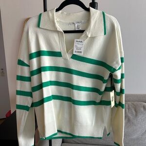 Striped green pullover sweater NWT